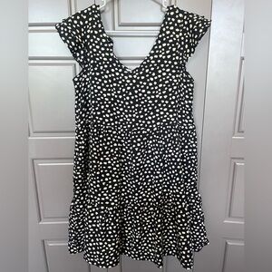 Spotted Babydoll Dress with Tie Back